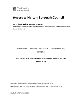Report to Halton Borough Council