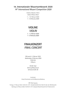 Violine Violin Finalkonzert