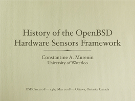 History of the Openbsd Hardware Sensors Framework