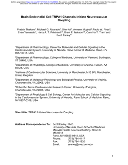 Brain Endothelial Cell TRPA1 Channels Initiate Neurovascular Coupling