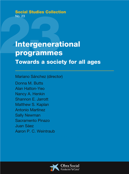 Intergenerational Programmes Towards a Society for All Ages