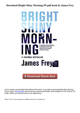 Bright Shiny Morning PS Pdf Book by James Frey