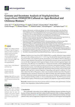 Genome and Secretome Analysis of Staphylotrichum Longicolleum DSM105789 Cultured on Agro-Residual and Chitinous Biomass †