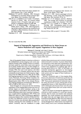 Impact of Interspecific Aggression and Herbivory by Mute Swans on Native