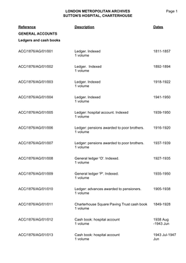 London Metropolitan Archives Sutton's Hospital