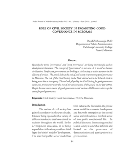 Role of Civil Society in Promoting Good Governance in Mizoram
