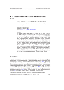 Can Simple Models Describe the Phase Diagram of Water?