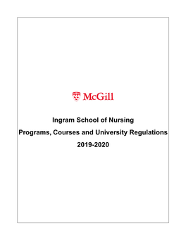 Ingram School of Nursing Programs, Courses and University Regulations 2019-2020