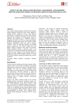 Effect of the Application Between Anisotropic and Isotropic Diffuse Radiation Model on Building Diffuse Radiation Heat Gain