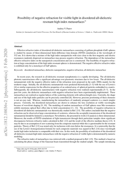 Possibility of Negative Refraction for Visible Light in Disordered All