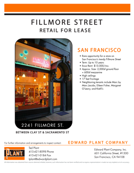 Fillmore Street Retail for Lease