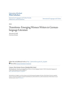 Transitions: Emerging Women Writers in German-Language Literature" (2016)