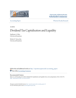 Dividend Tax Capitalization and Liquidity Stephanie A