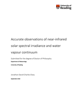 Accurate Observations of Near-Infrared Solar Spectral Irradiance and Water Vapour Continuum