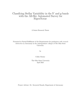 Classifying Stellar Variability in the V and G Bands with the All-Sky Automated Survey for Supernovae