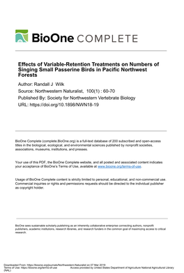 Effects of Variable-Retention Treatments on Numbers of Singing