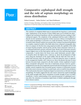 Comparative Cephalopod Shell Strength and the Role of Septum Morphology on Stress Distribution