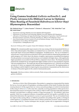 Using Gamma Irradiated Galleria Mellonella L. and Plodia