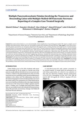 Multiple Pancreaticocolonic Fistulas