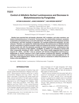 Control of Aliivibrio Fischeri Luminescence and Decrease In