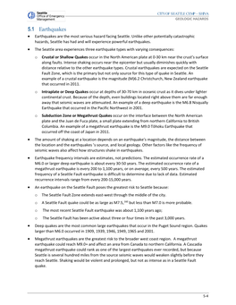 Earthquakes • Earthquakes Are the Most Serious Hazard Facing Seattle