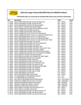 Skus No Longer Covered by MAP Policy for Mobile Products