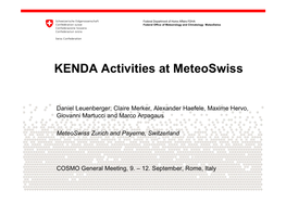 KENDA Activities at Meteoswiss