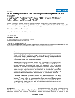 An En Masse Phenotype and Function Prediction System for Mus Musculus