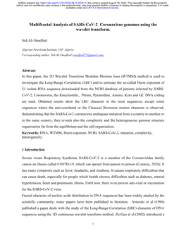 Downloaded from the NCBI Database of Patients Infected by SARS- Cov-2, Coronavirus, the Knucleotidic, Purine, Pyramidine, Ameno, Keto and GC DNA Coding Are Used