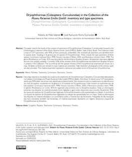 Inventory and Type Specimens Dryophthorinae (Coleoptera: Curculionidae) Da Coleção Do Museu Paraense Emílio Goeldi: Inventário E Espécimes-Tipo