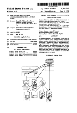 United States Patent (19) 11 Patent Number: 5,802,363 Williams Et Al