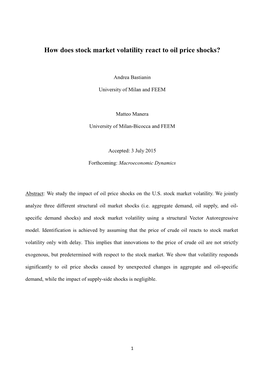 How Does Stock Market Volatility React to Oil Price Shocks?