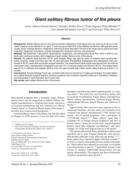 Giant Solitary Fibrous Tumor of the Pleura