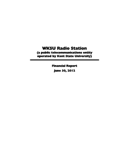 WKSU Radio Station (A Public Telecommunications Entity Operated by Kent State University)