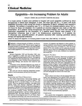 Epiglottitis-An Increasing Problem for Adults KHALID H