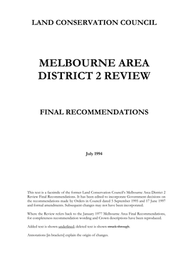 Melbourne Area District 2 Review