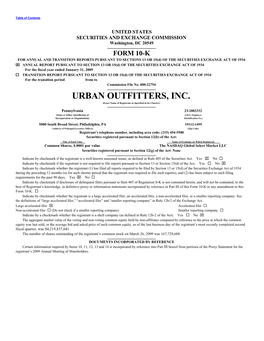 URBAN OUTFITTERS, INC. (Exact Name of Registrant As Specified in Its Charter)