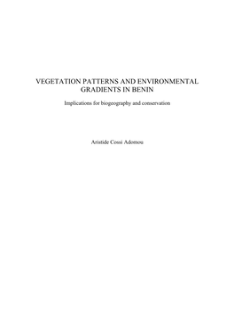 Vegetation Patterns and Environmental Gradients in Benin