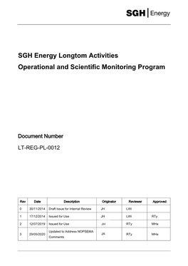 SGH Energy Longtom Activities Operational and Scientific Monitoring Program