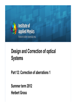 Design and Correction of Optical Systems