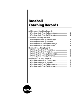 Baseball Coaching Records