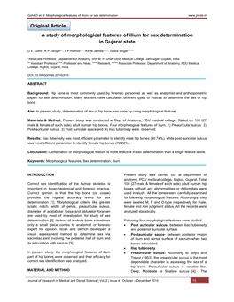 Gohil D Et Al: Morphological Features of Illium for Sex Determination