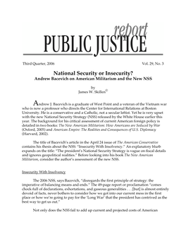 National Security Or Insecurity? Andrew Bacevich on American Militarism and the New NSS