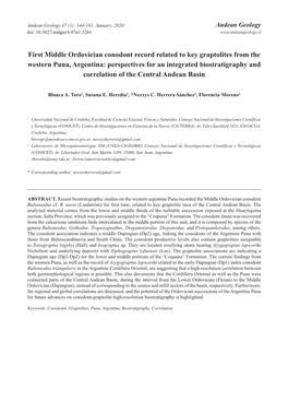 First Middle Ordovician Conodont Record Related to Key Graptolites from the Western Puna, Argentina