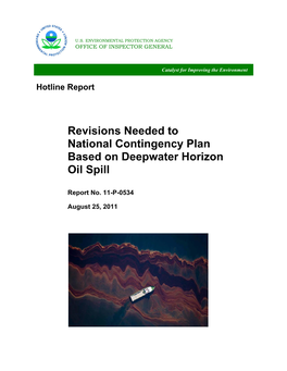Revisions Needed to National Contingency Plan Based on Deepwater Horizon Oil Spill