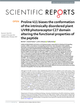 Proline 411 Biases the Conformation of the Intrinsically Disordered Plant