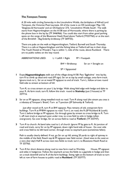 The Tennyson Twenty a 20 Mile Walk Circling Somersby in the Lincolnshire Wolds, the Birthplace of Alfred Lord Tennyson, the Vict