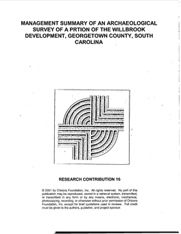 Management Summary of an Archaeological Survey of a Portion of the Willbrook Development, Georgetown County, South Carolina