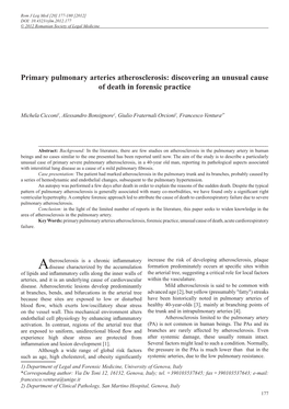 Primary Pulmonary Arteries Atherosclerosis: Discovering an Unusual Cause of Death in Forensic Practice