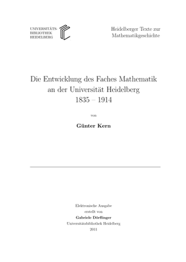 Die Entwicklung Des Faches Mathematik an Der Universität